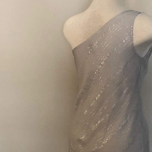 Like-New Club Monaco One-Shoulder Silver/Grey Top - Picture 10 of 14